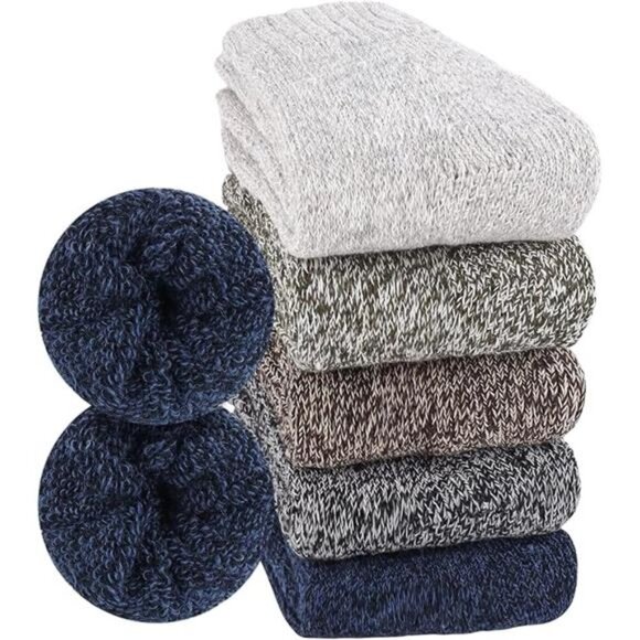 Wool Socks for Women, 5 Pairs of Warm Winter Cozy Thermal Thick Socks Gifts - Picture 8 of 8